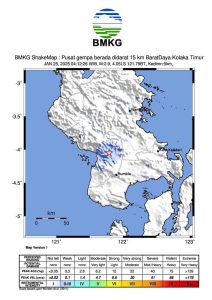 GEMPABUMI TEKTONIK M=2.9 MENGGUNCANG WILAYAH LALOLAE, KAB. KOLAKA TIMUR, SULAWESI TENGGARA