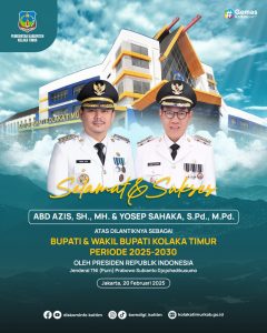 Abd Asiz – Yosep Sahaka Dilantik Sebagai Bupati dan Wakil Bupati Koltim, Oleh Presiden Republik Indonesia.