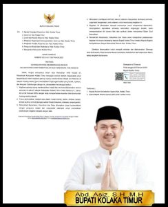 Menyambut Bulan Suci Ramadhan, Bupati Kolaka Timur Keluarkan Surat Edaran Tentang Pembersihan Masjid Se-Kab. Kolaka Timur.