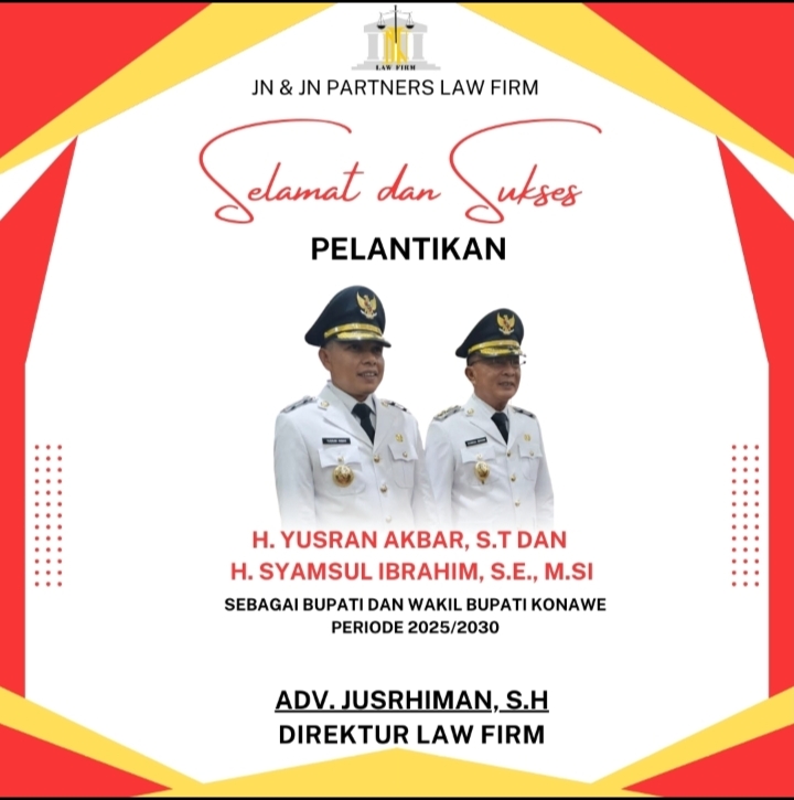 Jn & Jn Partners Law Firm Ucapkan Selamat Dan Sukses Pelantikan YA-SYAM Sebagai Bupati dan Wakil Bupati , Oleh Presiden Republik Indonesia.